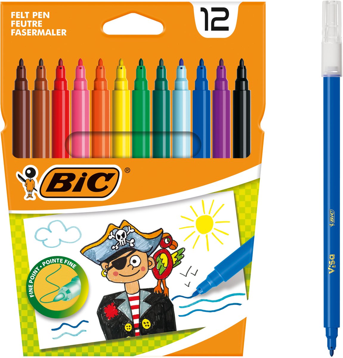 Bic kids visa viltstiften doos van 12