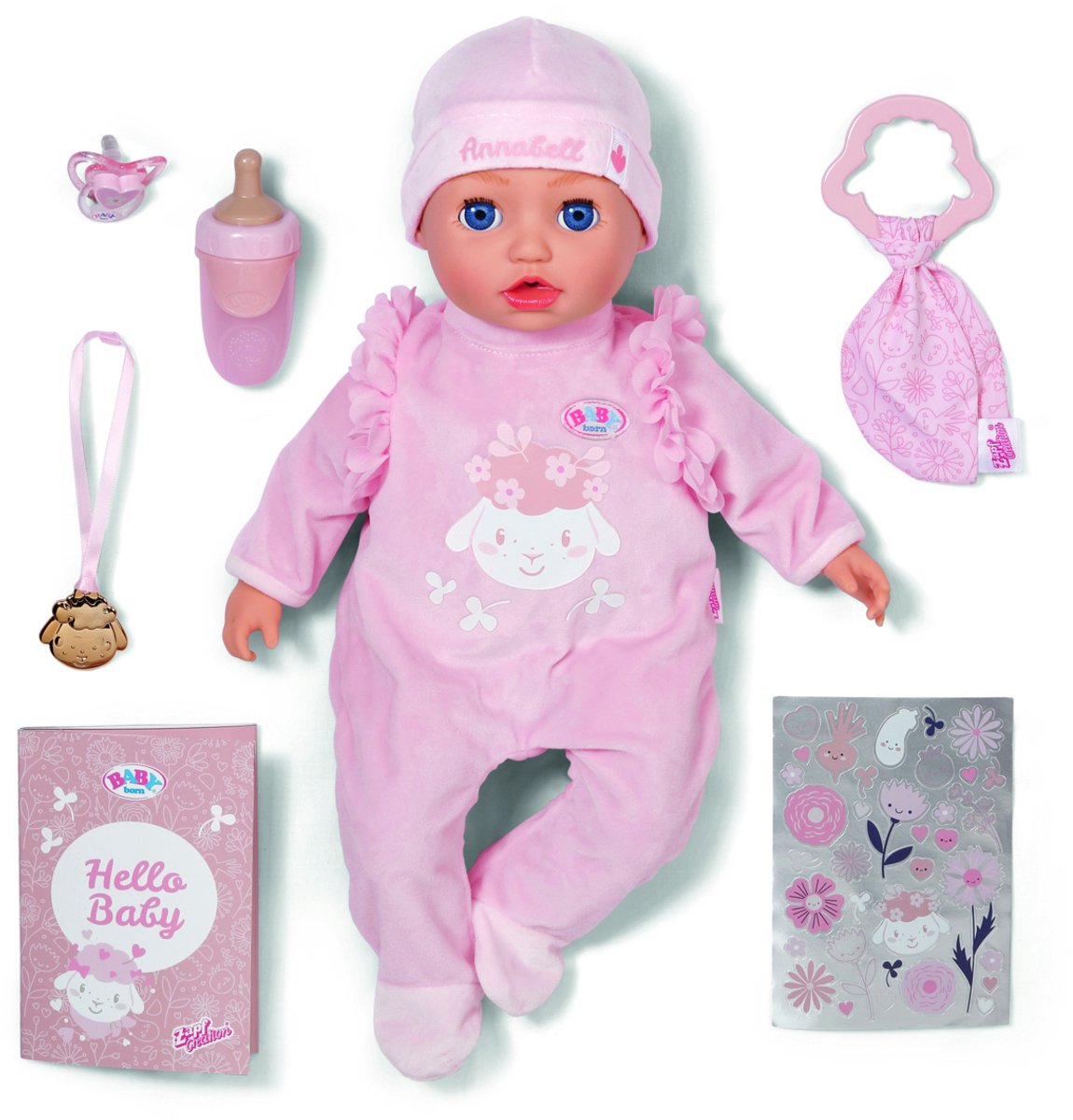 Baby born Babypuppe Annabell 43cm mit Zubehör und Sound.