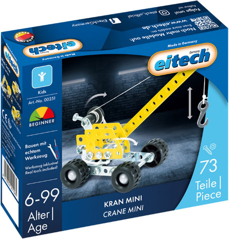 Eitech® Baukasten – Mini-Kran-Baukasten – 73-teilig – Metallbaukasten mit Werkzeug – Konstruktionsspielzeug – ab 6 Jahren