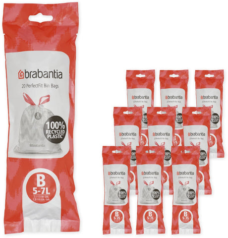 Brabantia Perfectfit Müllsäcke – 5 l – Code B – 10 Rollen x 20 Stück