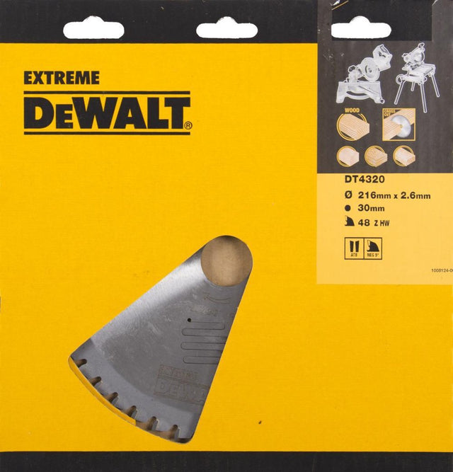 Dewalt dt4320-qz-Serie – Kreissägeblatt – 216 mm – 48 Zähne – ATB-Geometrie
