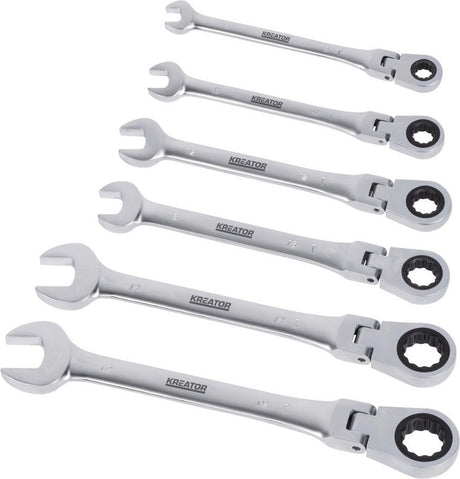 Kreator krt500014 flexibler Ratschen-Ringschlüssel-Satz – 6-teilig – im Kunststoffhalter