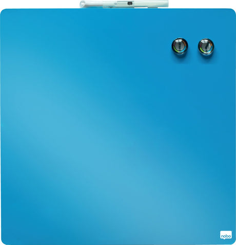 Nobo trocken abwischbares Mini-Magnet-Whiteboard – inklusive Whiteboard-Marker, Magneten und Montageaufklebern – 36 x 36 cm – blau