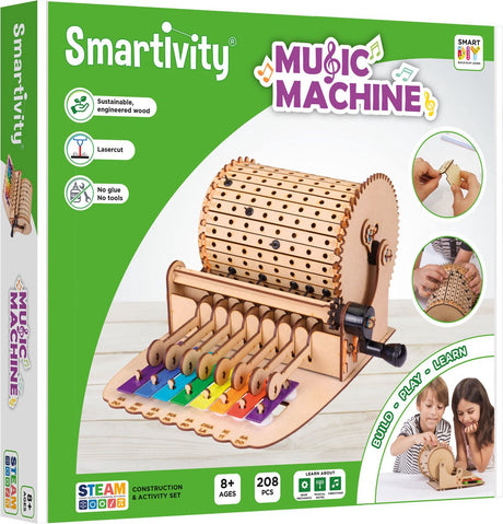 Smartivity Musikmaschine – Stimmbausatz aus Holz – mechanisches Drehorgel-Xylophon – nachhaltiges Bauspielzeug Modellbau – ab 8 Jahren bis Erwachsene