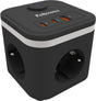 Fellowes Power Cube Steckdosenleiste – Typ F – 3 Steckdosen + USB-C USB-A – 2 m Kabel – mit Schalter – Cube-Verlängerungskabel