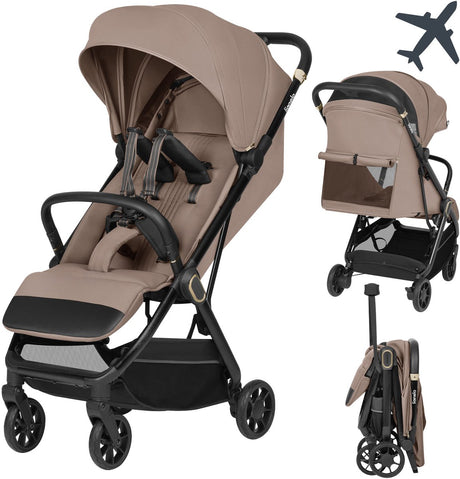 Lionelo Bess Ultrakompakter Buggy – ab 6 Monaten bis 22 kg – Kinderwagen – leicht (7,5 kg) – automatisch zusammenklappbar – XXL-Verdeck mit UPF 50+ – magnetischer 5-Punkt-Gurt – reisefreundlich – gefederte Räder – Korbbecherhalter