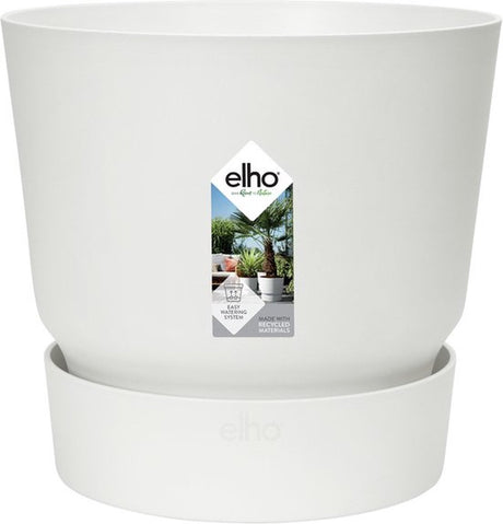 Elho Greenville rund 40 – großer Blumentopf für den Außenbereich mit Wasserreservoir – 100 % recycelter Kunststoff – ø 39 x H 36,8 cm – weiß
