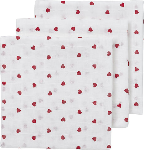 Meyco Baby Sweet Heart hydrophile Tücher – 3er-Pack – rot – 70 x 70 cm
