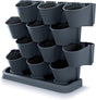 Prosperplast vertikale Garten-Pflanztöpfe aus Kunststoff – stehend – modular – Anthrazitgrau – 67 x 18 x 57 cm – für drinnen und draußen