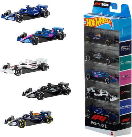 Hot Wheels Formel 1 – Set mit 5 F1-Spielzeugautos aus Metall