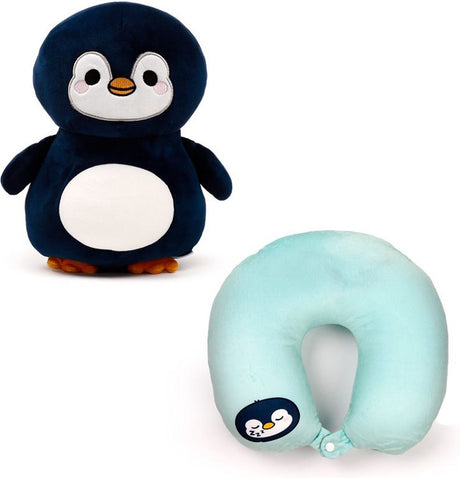 Swapseazzz Adoramals Pinguin 2-in-1-Plüsch-Reisekissen