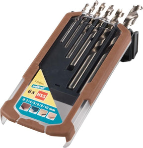 Wolfcraft – Holzbohrer-Set – 6-teilig – 3 bis 10 mm – Holzspiralbohrer-Set HSS – Holzbohrer – 7120000