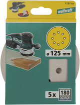 Wolfcraft Haftschleifscheiben | Lackfarbe | k180 | ø125 mm | 5 Stück - 1157000