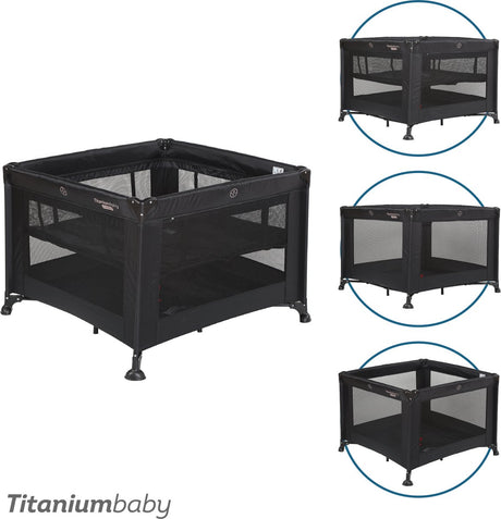 Titanium baby titaniumbaby opvouwbare box smart mason met verhoger 100x100 cm black inclusief draagtas