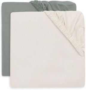 Jollein hoeslaken ledikant - 70 75x140 150cm - jersey - sea green ivory