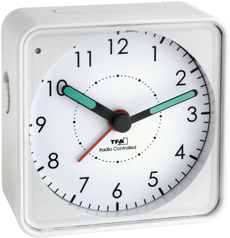 Tfa-dostmann tfa dostmann 60.1510.02 - wekker - analoog - radiogestuurde tijdsaanduiding - stil uurwerk - alarm - snooze - kunststof - lichtgevende wijzers - schermverlichting - wit