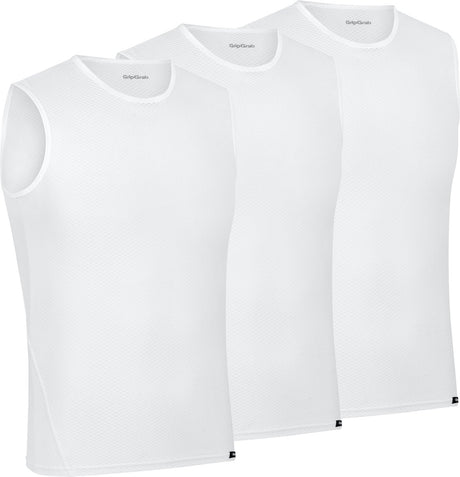 Gripgrab – ultraleichtes 3er-Pack Mesh-Unterhemd ohne Ärmel, Sommer-Fahrrad-Unterhemd, Polygiene-Sweatshirt – Weiß – Herren – Größe XXL