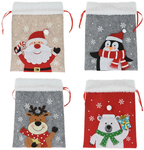 Koopman Filztasche Weihnachtsfigur Geschenktüte Weihnachten mehrfarbig 26x21 cm.