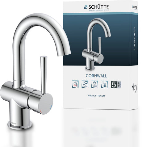 Schütte Cornwall Waschtischarmatur - Mischbatterie - mit Ablaufgarnitur - mit Seitengriff - Chrom