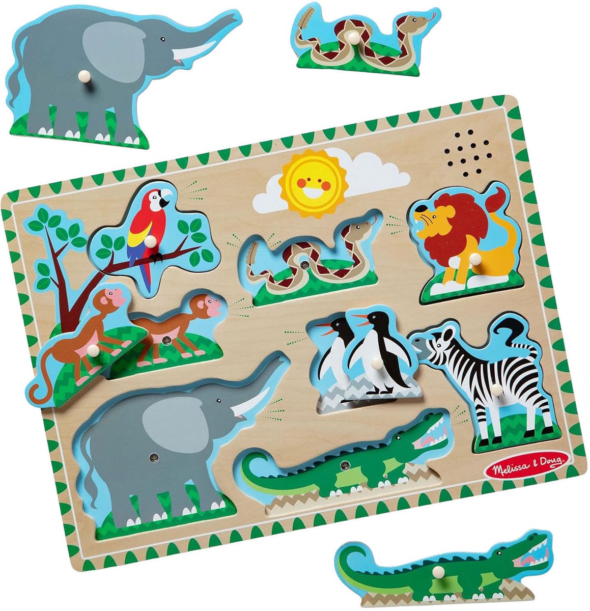 Melissa Doug – Klangpuzzle aus Holz – wilde Tiere