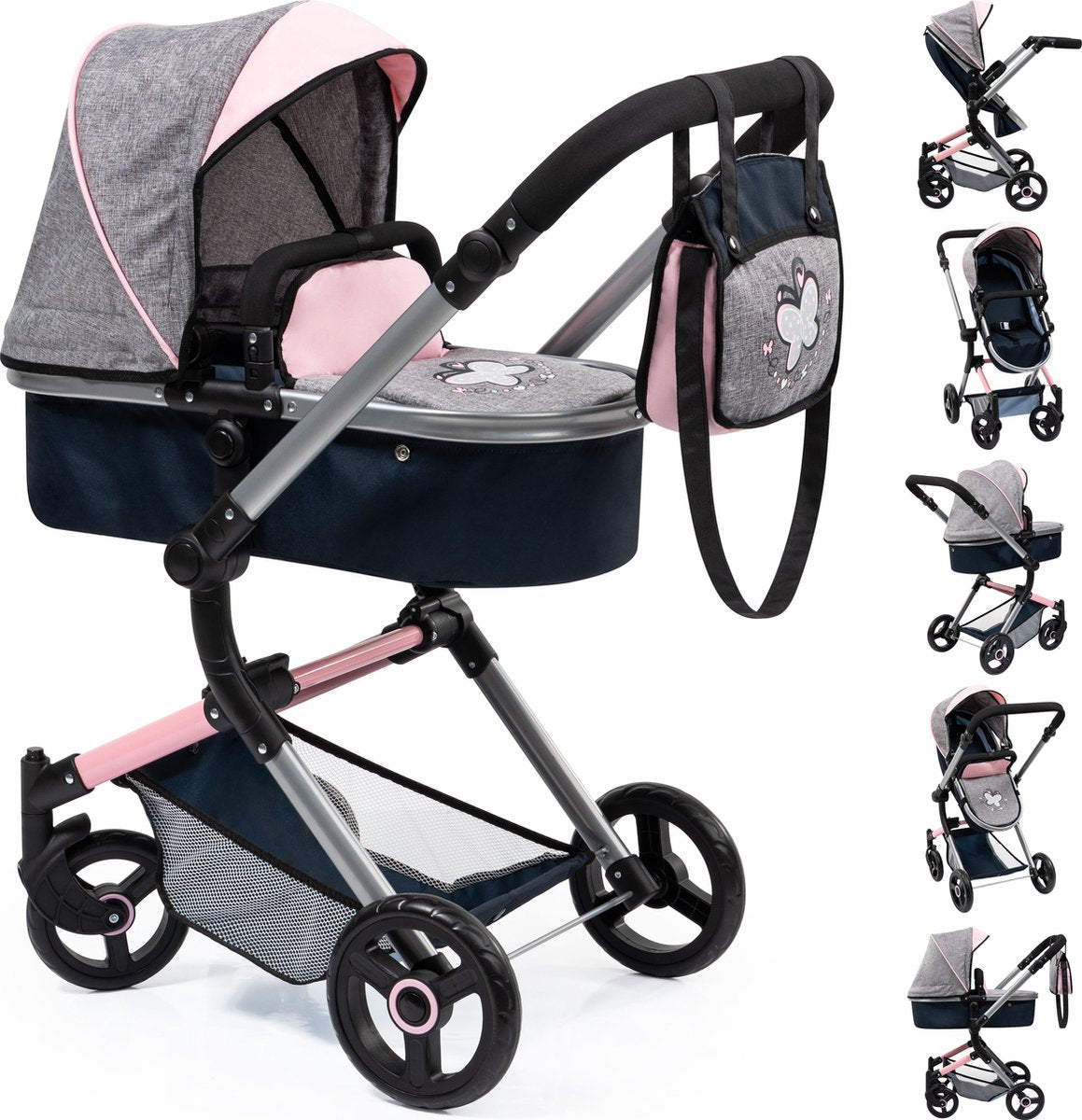 Bayer Design - Puppenwagen Neo Vario - Grau mit Schmetterling