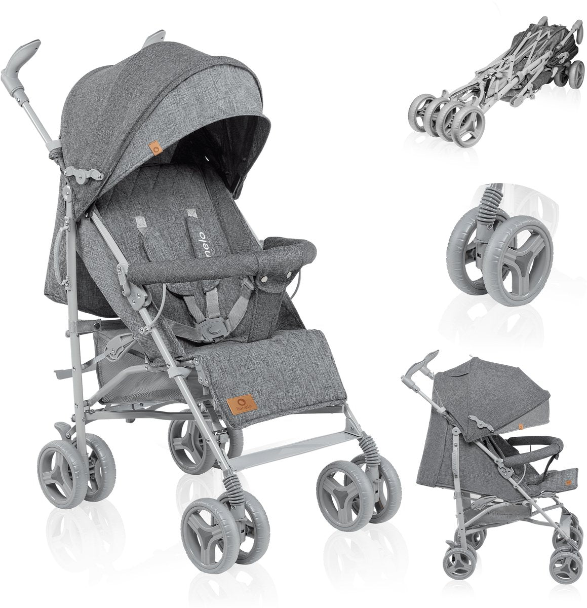Lionelo Irma – Buggy – Kinderwagen – robuster und leichter 7 kg Kinderwagen – geeignet für Kinder bis 15 kg – gefederte Räder – 360° – von 6 Monaten bis 5 Jahren – Aufbewahrungskorb – verstellbarer Griff – Schnellfaltsystem – kompakte Größe – Moskitonetz