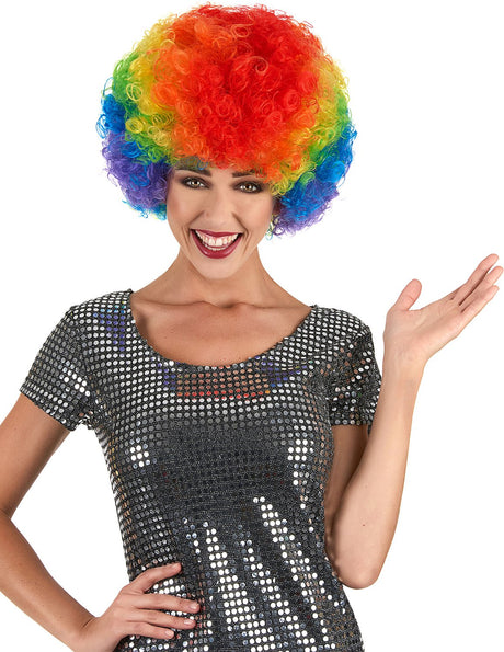Smiffys Clown-Regenbogen-Perücke – für Clown-Kostüm für Karneval, Halloween