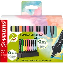 Stabilo Green Boss Pastell – Textmarker – aus 83 % recyceltem Kunststoff – 8-teiliges Schreibtischset – 4 Standard- und 4 Pastellfarben