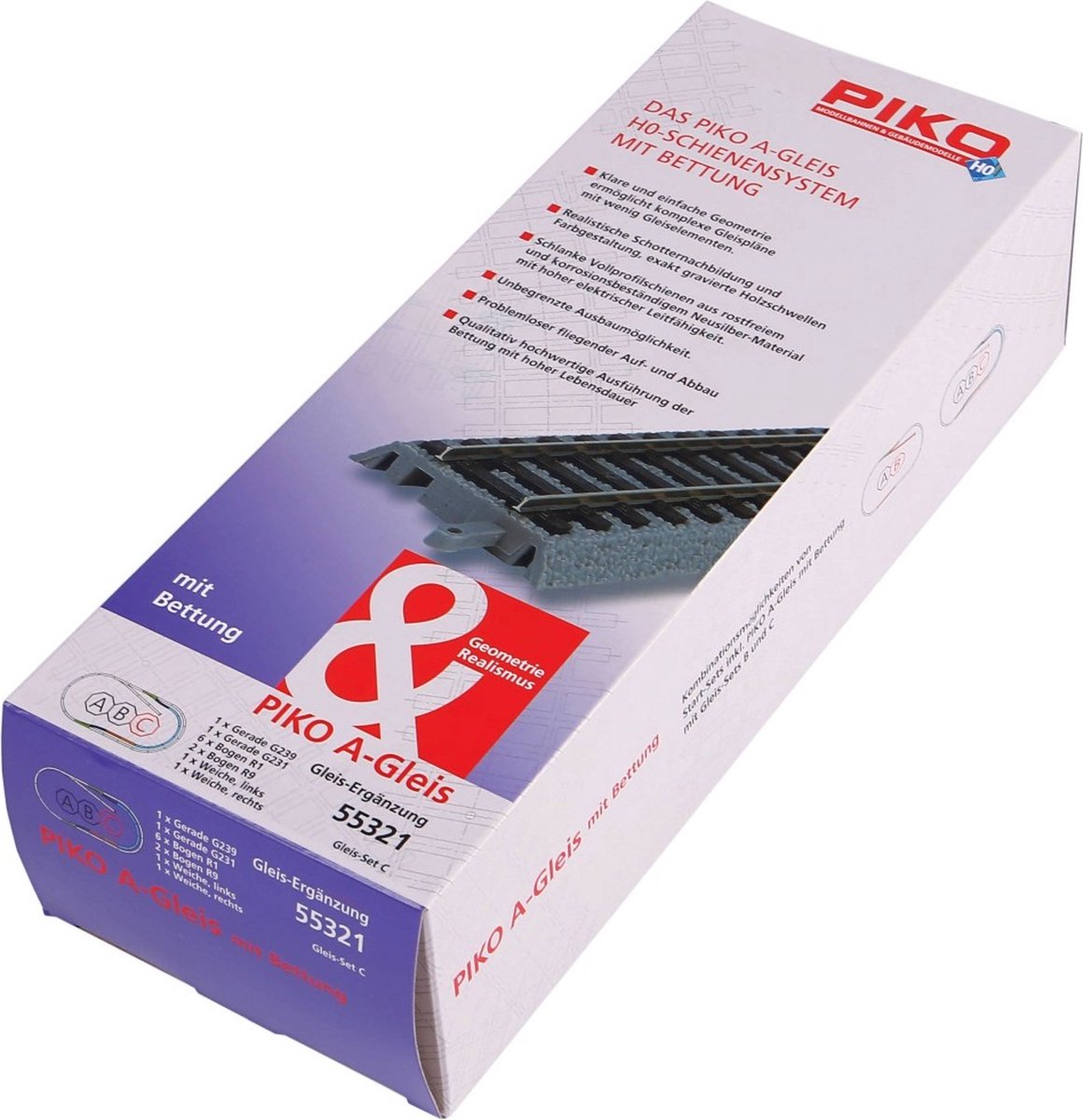 Piko h0 rails uitbreidingsset c met railbed - 55321