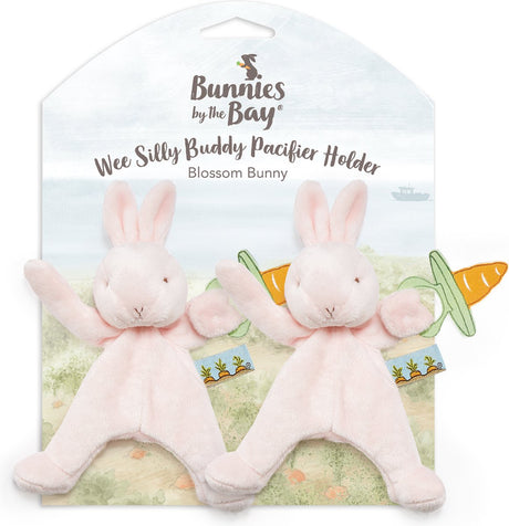 Bunnies by the Bay 2er-Set Schmusetücher mit Hasen-Schnullerhalter – Schnullertuch – Klettverschluss für Schnuller – Rosa – 2 Stück