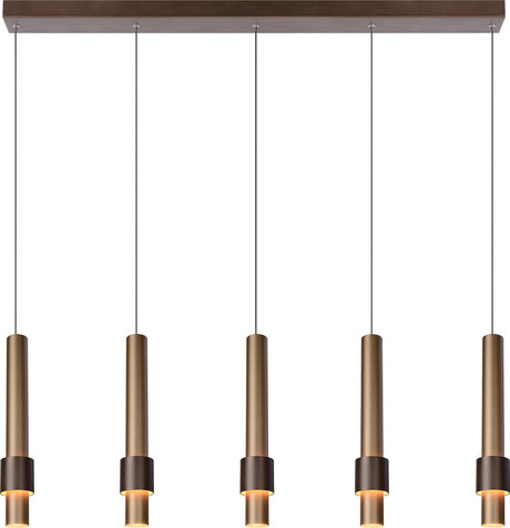 Lucide margary - hanglamp - led dimbaar - 5x4,2w 2700k - koffie