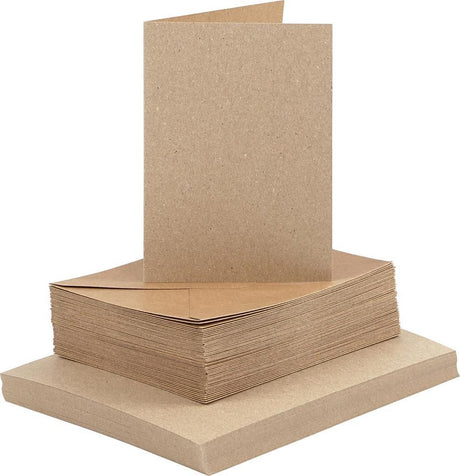 Kreativkarten und Umschläge naturel, 50 Sets