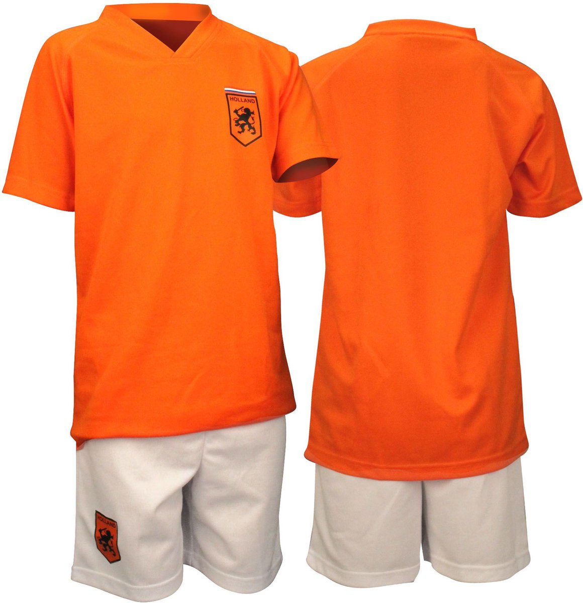 Avento voetbalset supporter - wk nederlands elftal voetbalbroek shirt junior - oranje wit - 152