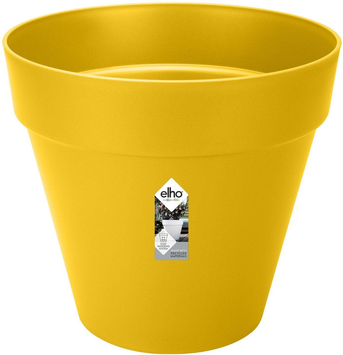 Elho Loft Urban Round 40 – Blumentopf für den Außenbereich – ø 38,5 x H 35,3 cm – Ocker
