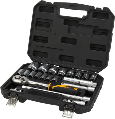 Tolsen dopsleutelset 22-delig industrial - gereedschapskoffer - doppenset metrisch 10 t m 32 mm - incl. ratel