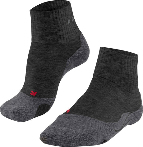 Falke TK2 kurze Anti-Blasen Wandersocken aus dickem Woll-Funktionsmaterial Damen Grau – Größe 41-42