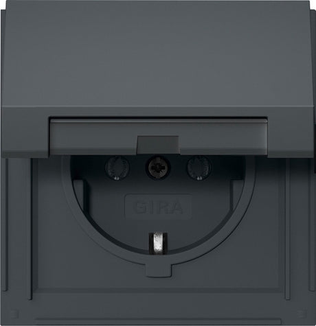 Gira tx44 waterdicht 1v wandcontactdoos met randaarde klapdeksel antraciet 445467