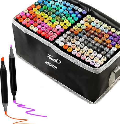 Extralink - dual-tip markers - twinmarkers - alcohol markers - kleurstiften - stiften voor volwassenen - etui - 204 stuks