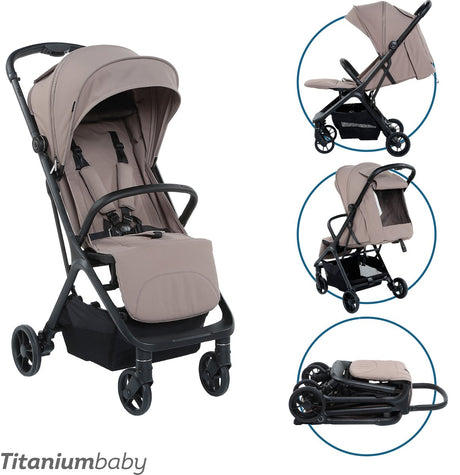 Titanium Baby Pulse Buggy - dunkles Taupe - ausgestattet mit Einkaufskorb - verstellbare Rückenlehne