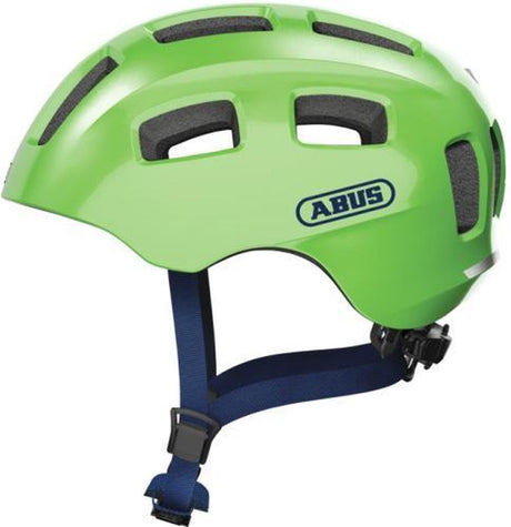 Abus Fahrradhelm youn-i 2.0 – mit Licht für Kinder, Jugendliche und junge Erwachsene – für Mädchen und Jungen – grün (funkelnd), Größe S