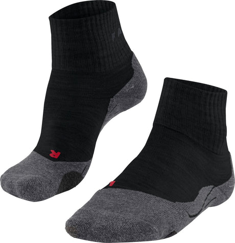Falke TK2 kurze Anti-Blasen Wandersocken aus dickem Woll-Funktionsmaterial Damen Schwarz - Größe 35-36