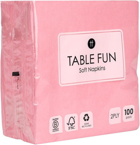 Talking tables table fun papieren servetten 100 stuks – roze – 2-laags 33 cm – wegwerp servetten voor kinderfeestjes, bruiloft, babyshower, verjaardag catering – recyclebaar – gemaakt in eu