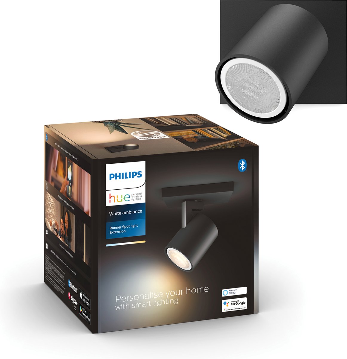 Philips hue runner opbouwspot - warm tot koelwit licht - 1-spot - zwart
