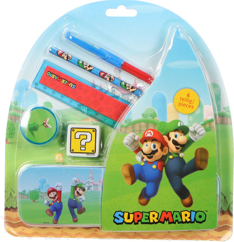 Undercover GmbH Undercover Super Mario Schulset – 7-teilige Dose mit Schreibwaren.