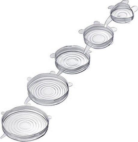 Westmark 5er-Set Frischhaltedeckel aus Silikon transparent ø 6,5; 9,5; 14,5; 16,5 20,5 cm