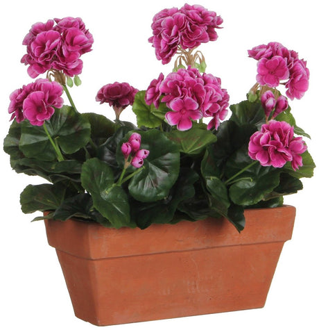 Mica decorations geranium kunstplant in balkonbak - l29 x b13 x h40 cm - paars