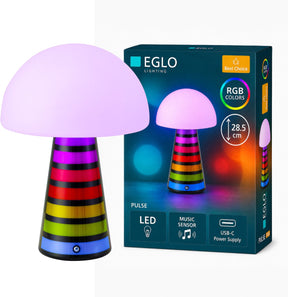 Eglo pulse tafellamp - 28,5 cm - zwart wit kleurrijk - dimbaar - muzieksensor
