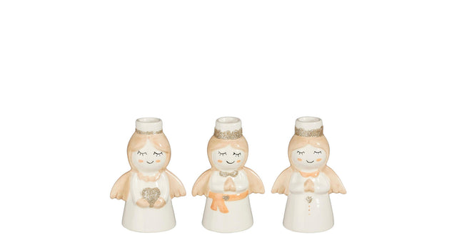 Kandelaar engel wit 3 assorti - l9xb6,5xh14cm