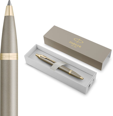 Parker im-balpen | finishing touch-collectie | zandsteenafwerking | medium | blauw | geschenkverpakking