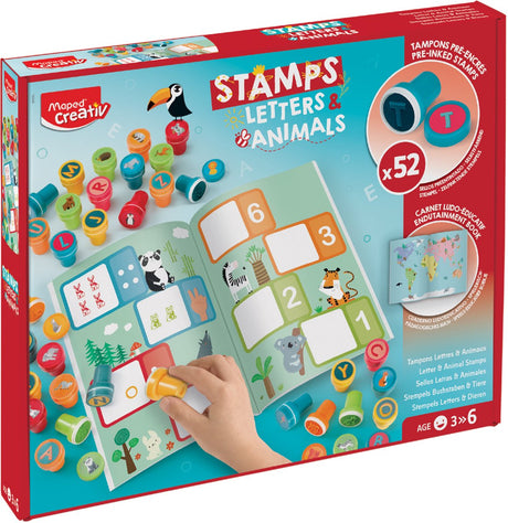 Maped Creativ Stempelset „Buchstaben Tiere“, Karton
